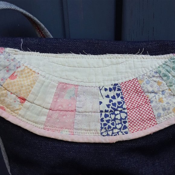 Handmade Shoulder Bag Purse Vintage Quilt Dark Denim - Picture 2 of 12